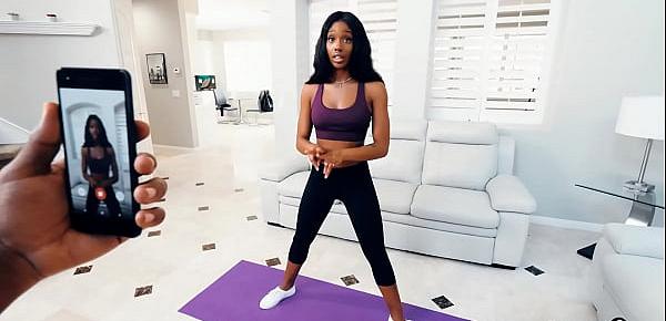  black stepsister lacey london ripped her yoga pants in front of bro
